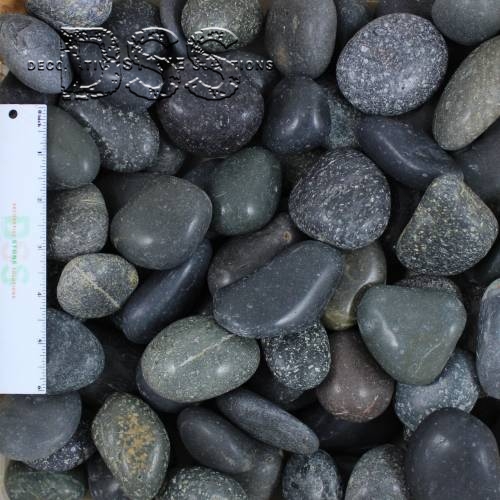 Polished Black Mexican Beach Pebble - 1 to 2 inch